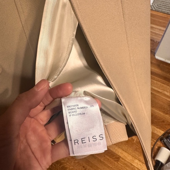 Reiss Camel Double-Breasted wool big collar Coat mid length Peacoat - Picture 7 of 12